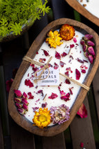 Summer Rose Farmhouse Soy Candle | Triple Wick Dough Bowl | Wood Wick Candle — product photo 5