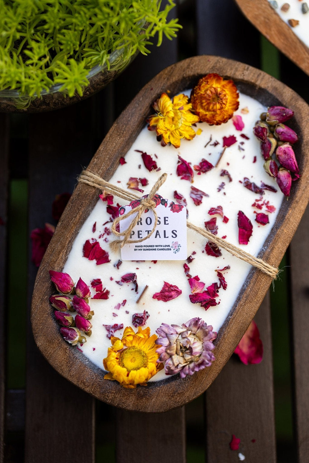 Summer Rose Farmhouse Soy Candle | Triple Wick Dough Bowl | Wood Wick Candle — product photo 7