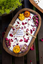 Summer Rose Farmhouse Soy Candle | Triple Wick Dough Bowl | Wood Wick Candle — product photo 2