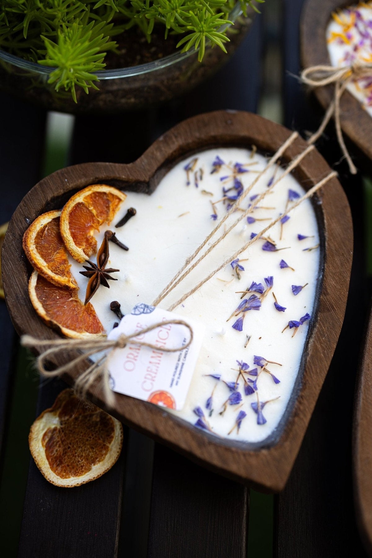 Heart-Shaped Orange Soy Candle with 3 Cotton Wicks for Special Occasions — product photo 4
