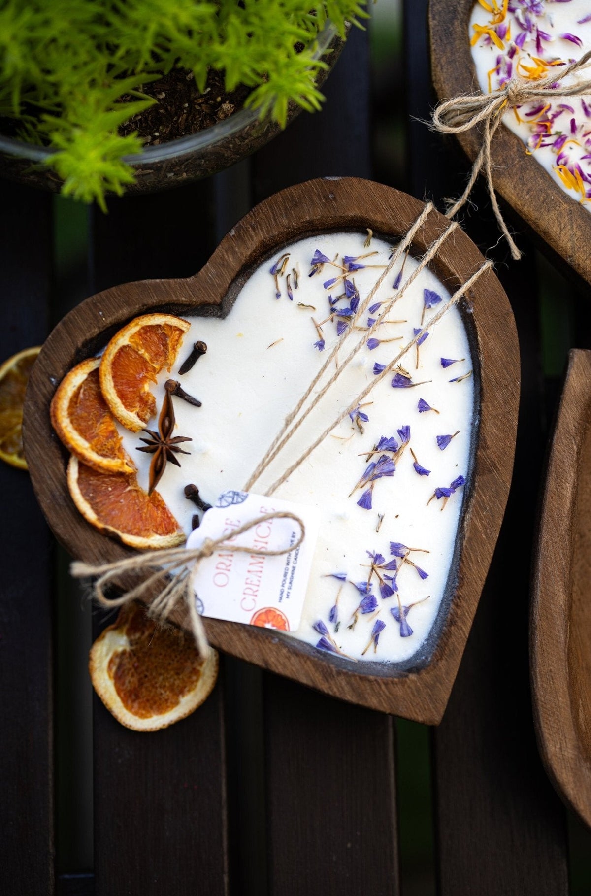 Heart-Shaped Orange Soy Candle with 3 Cotton Wicks for Special Occasions — product photo 7