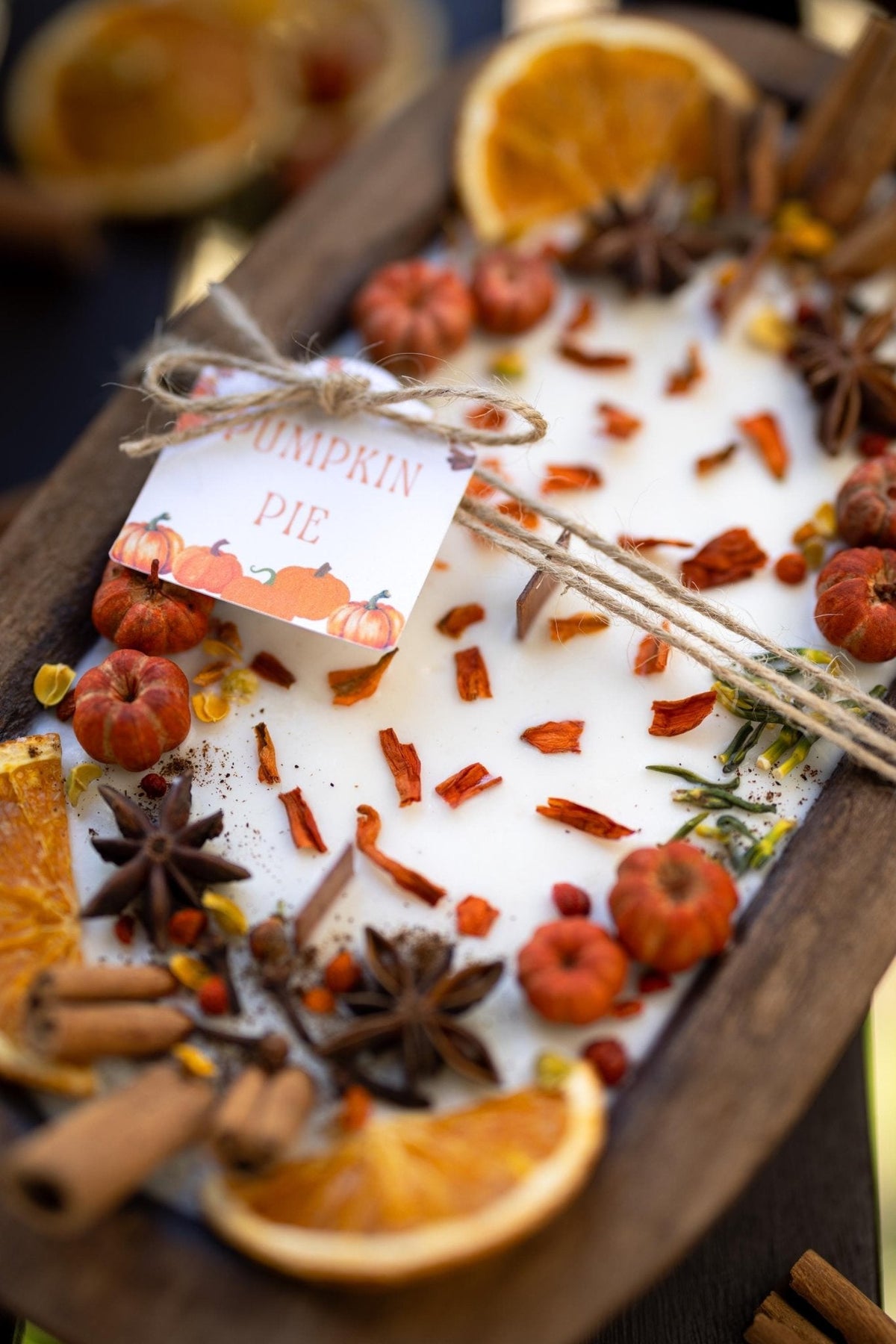Large Wooden Pumpkin Candle – Autumn Season Home Decor — product photo 2