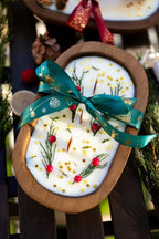 Festive Holiday Wood Dough Bowl Candle — product photo 2