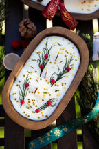 Festive Holiday Wood Dough Bowl Candle — product photo 7