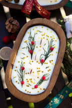Festive Holiday Wood Dough Bowl Candle — product photo 1