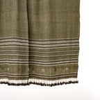 Olive Green Striped Indian Wool Throw Blanket, Handwoven Sofa Coverlet with Bed Accent - GARNET