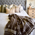 Warm Brown Indian Wool Throw Blanket, Handwoven Sofa Coverlet with Lodge Bedroom Layer - BRONZITE