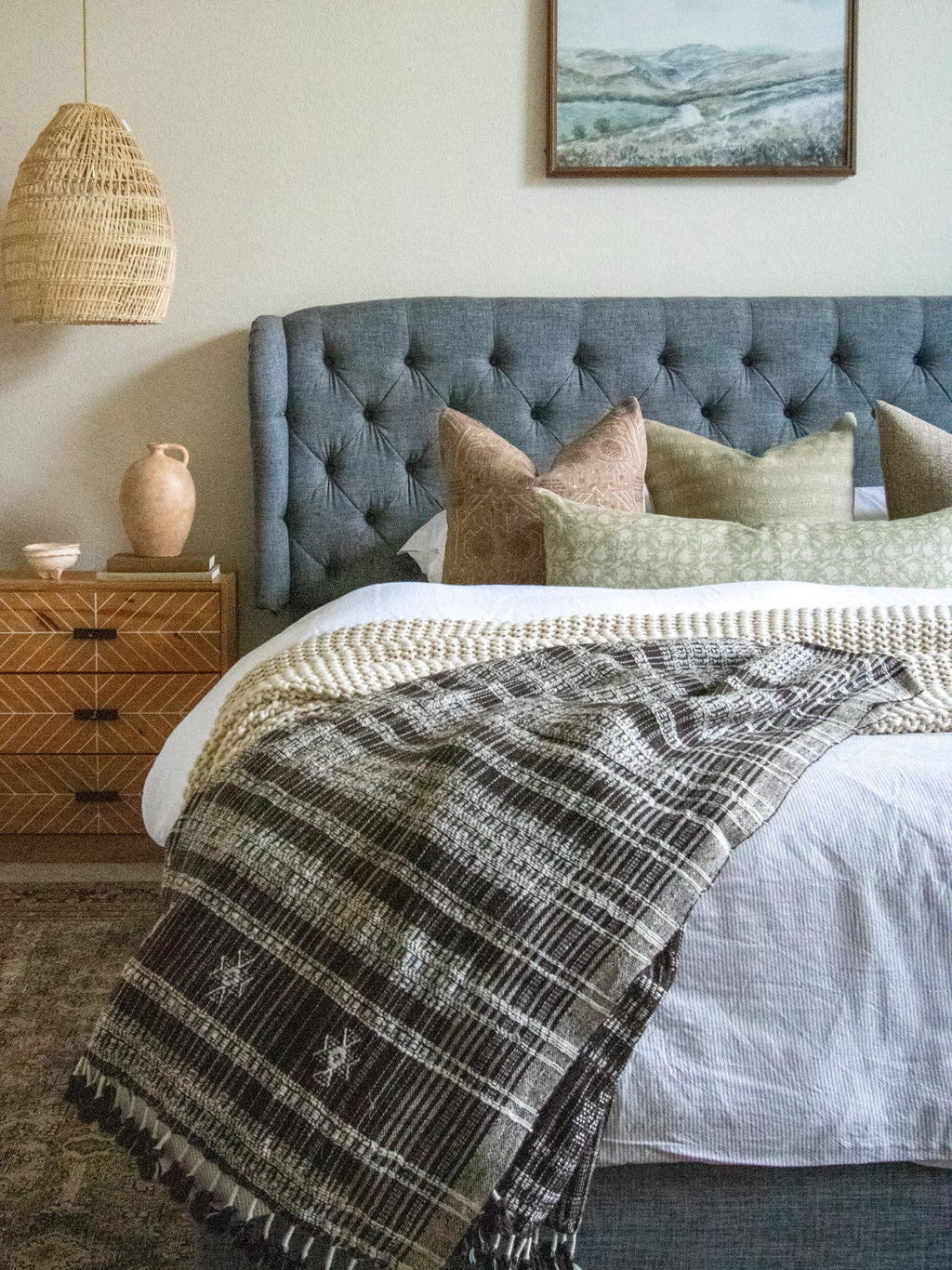 Brown Indian Wool Throw Blanket, Handwoven Couch Coverlet with Rustic Reading Chair Accent - SPHENE