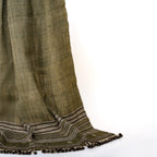 Olive Green Striped Indian Wool Throw Blanket, Handwoven Sofa Coverlet with Bed Accent - GARNET