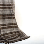Brown Indian Wool Throw Blanket, Handwoven Couch Coverlet with Rustic Reading Chair Accent - SPHENE