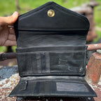 Genuine Western Cowhide Leather Purse and Clutch with Dark Sunflower painted details a Double B Wild Rags Exclusive