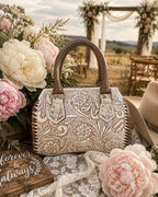A Cowgirls Promise - western wedding bridal leather barrel speedy bag purse by Double B — product image