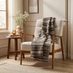 Brown Indian Wool Throw Blanket, Handwoven Couch Coverlet with Rustic Reading Chair Accent - SPHENE