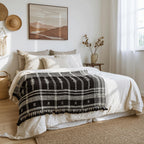Brown Indian Wool Throw Blanket, Handwoven Couch Coverlet with Rustic Reading Chair Layer - CITRINE