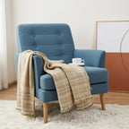 Tan Beige Indian Wool Throw Blanket, Handwoven Sofa Coverlet with Farmhouse Bedroom Layer - JASPER