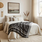 Brown Indian Wool Throw Blanket, Handwoven Couch Coverlet with Rustic Reading Chair Layer - CITRINE
