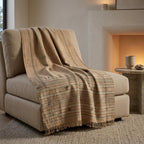 Rust Orange Indian Wool Throw Blanket, Handwoven Sofa Coverlet with Heritage Bedroom Layer - RUBY