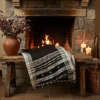 Cocoa Brown Indian Wool Throw Blanket, Handwoven Couch Coverlet with Rustic Chair Accent - QUARTZ