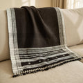 Cocoa Brown Indian Wool Throw Blanket, Handwoven Couch Coverlet with Rustic Chair Accent - QUARTZ — product image