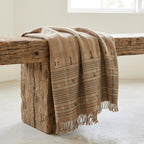 Rust Orange Indian Wool Throw Blanket, Handwoven Sofa Coverlet with Heritage Bedroom Layer - RUBY — product image