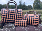 Caramel Espresso Checkered Speedy Western Genuine Leather Purse with optional wallet — product image