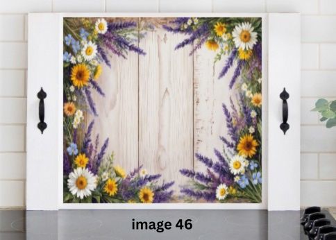 Wildflower Stove Cover | Lavender & Daisy Noodle Board | Rustic Farmhouse Kitchen Decor — product image