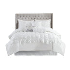 7 Piece Tufted Comforter Set with Hypoallergenic Filling - White