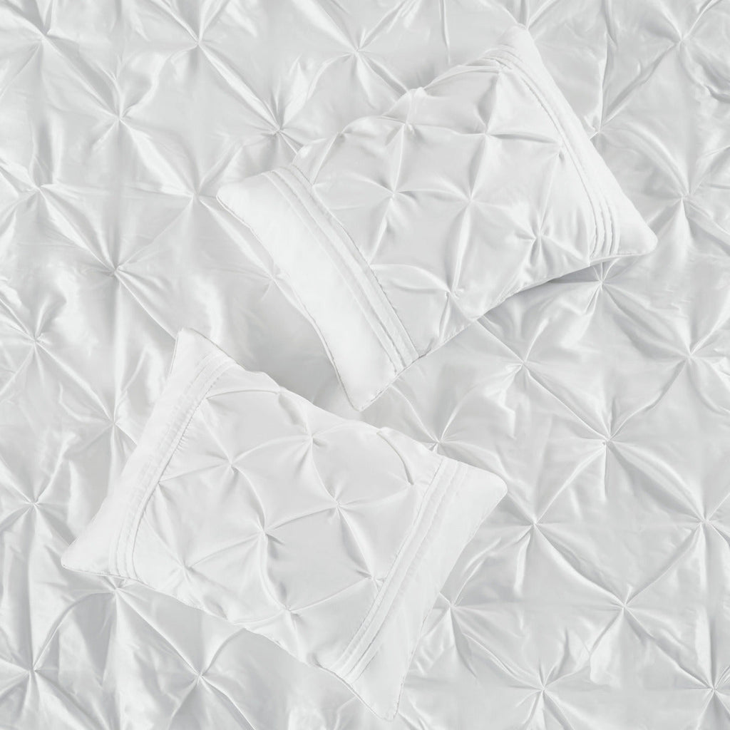 7 Piece Tufted Comforter Set with Hypoallergenic Filling - White