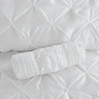 7 Piece Tufted Comforter Set with Hypoallergenic Filling - White