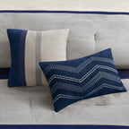 Blue Faux Suede 7 Piece Comforter Set with Coordinated Pillows - California King