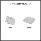 Cream 3 Piece Reversible Bedspread Set with Quilted Medallion - King/Cal King