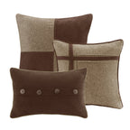 Faux Suede Comforter Set with Decorative Pillows - Brown