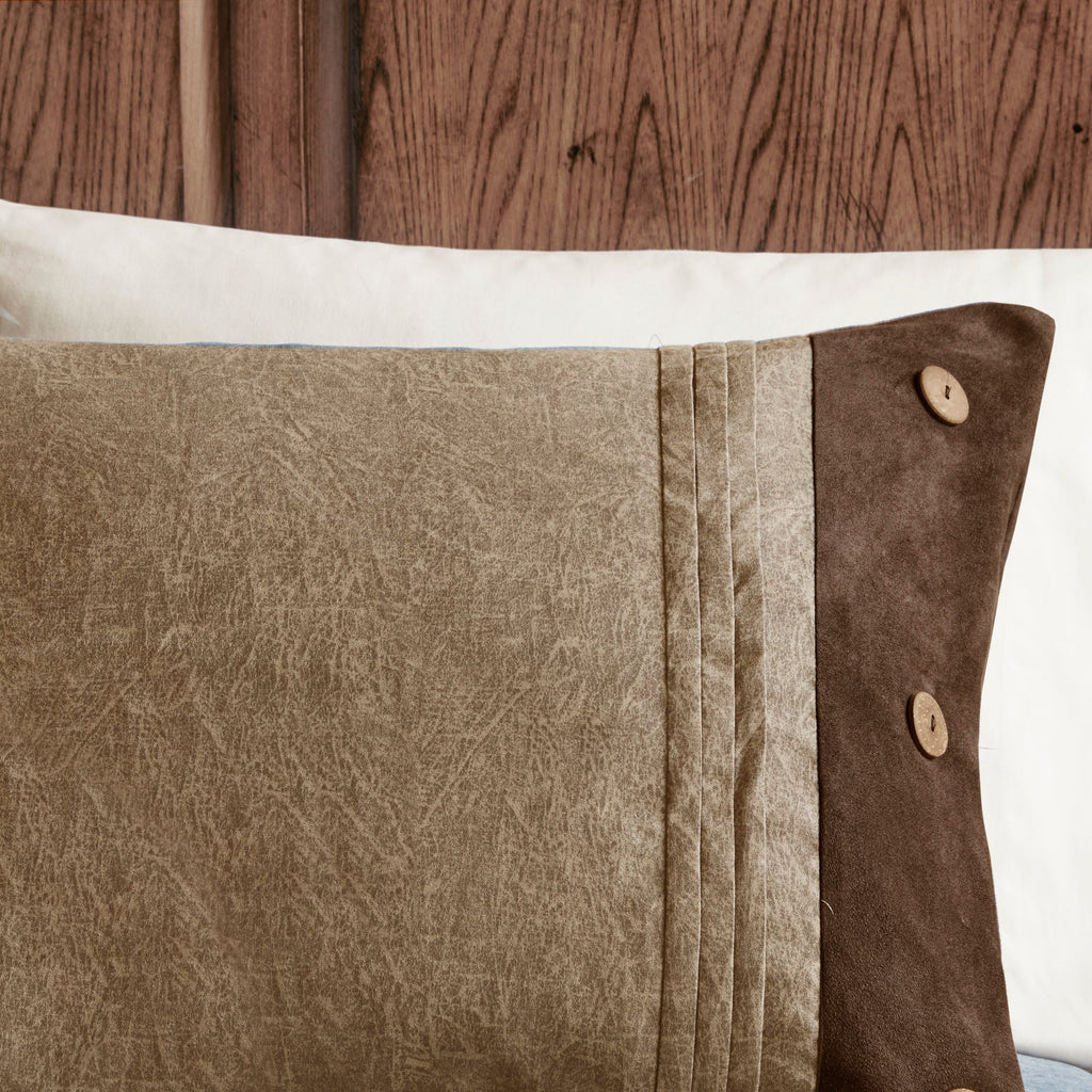 Faux Suede Comforter Set with Decorative Pillows - Brown