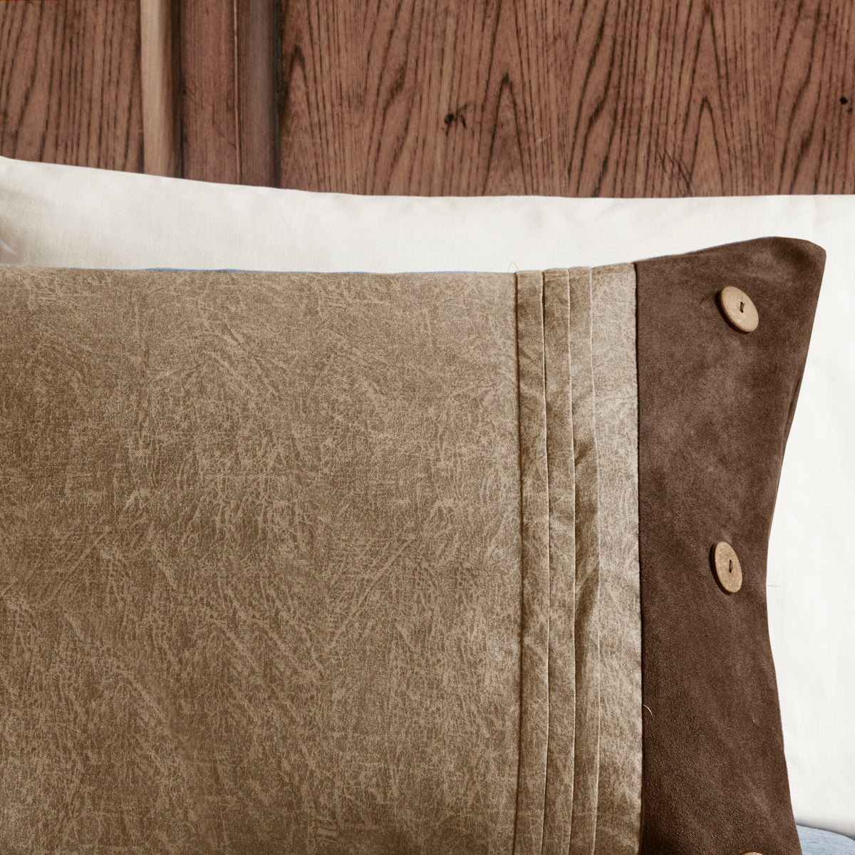 Faux Suede Comforter Set with Decorative Pillows - Brown