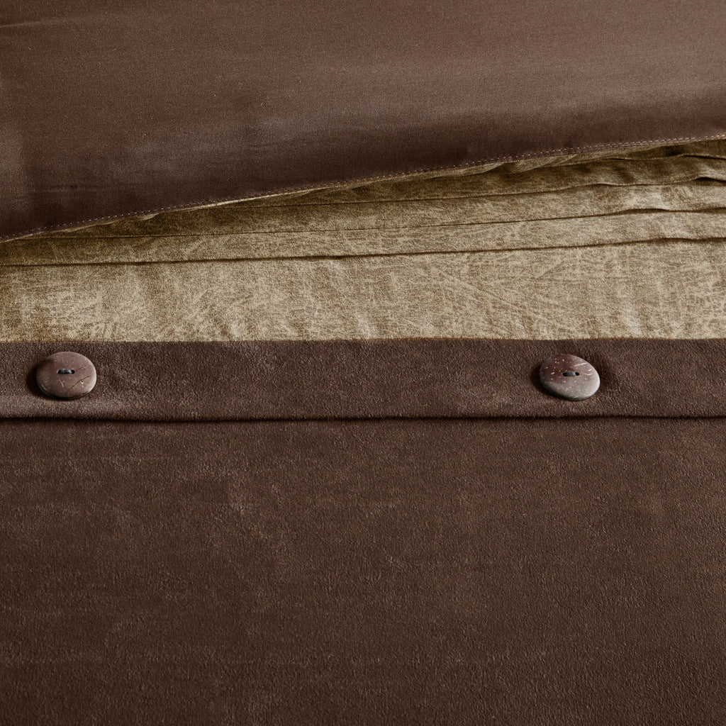 Faux Suede Comforter Set with Decorative Pillows - Brown