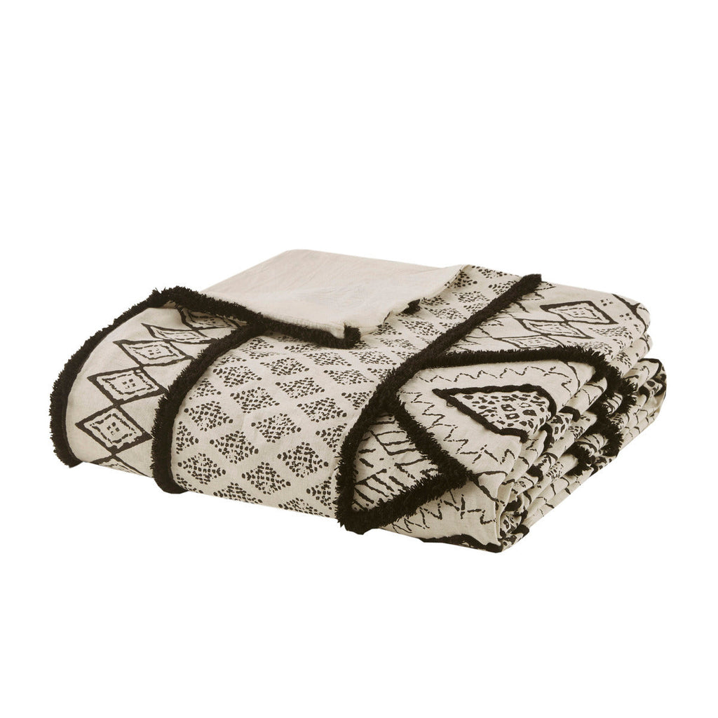 Full/Queen 3 Piece Flax and Cotton Blended Duvet Cover Set with Modern Boho Design