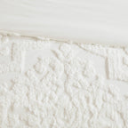 Tufted Cotton Chenille Damask Comforter Set with Shams - Off White