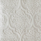 Tufted Cotton Chenille Damask Duvet Cover Set with Shams - Off-White