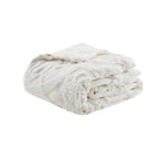 Tufted Cotton Chenille Damask Duvet Cover Set with Shams - Off-White