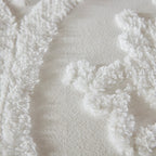 Tufted Cotton Chenille Damask Duvet Cover Set with Shams - Off-White