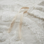 Tufted Cotton Chenille Damask Duvet Cover Set with Shams - Off-White