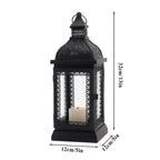 13''H Rustic Metal Candle Lantern(Black)