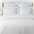 400TC Embroidery & Border Cotton Sateen Solid Duvet Cover Set