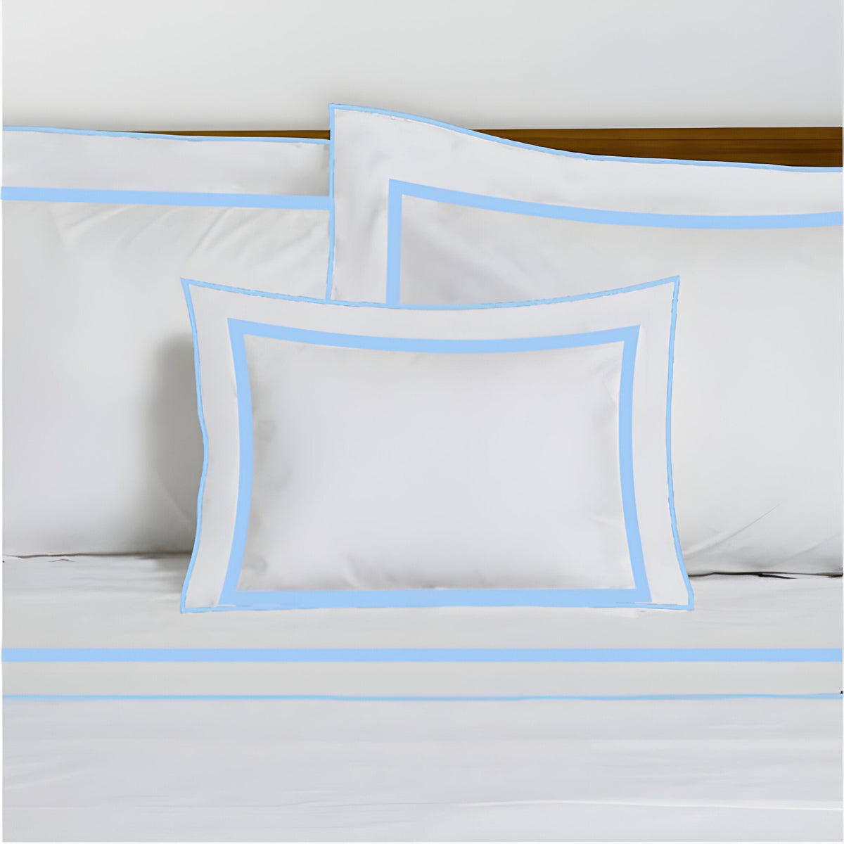 400TC Embroidery & Border Cotton Sateen Solid Duvet Cover Set