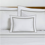 400TC Embroidery & Border Cotton Sateen Solid Duvet Cover Set