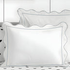 400TC Cotton Scallop Embroidery & Border Sateen Solid Duvet Cover Set