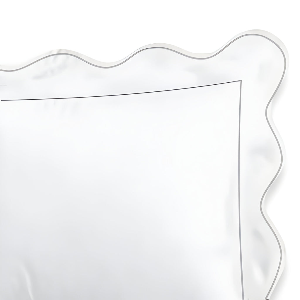 400TC Cotton Scallop Embroidery & Border Sateen Solid Duvet Cover Set