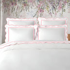 400TC Cotton Scallop Embroidery & Border Sateen Solid Duvet Cover Set