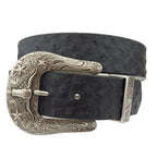 Western Longhorn Buckle Set with Ostrich Print Belt — Texas Star Detail — product image