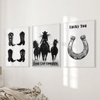 Western Cowgirl Wall Art Set of 3. Rustic Ranch Decor